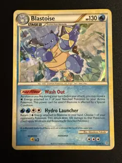 Pokemon TCG Blastoise 13/95 HGSS Unleashed Cracked Ice Holo Card - Image 1