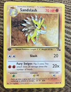 Sandslash 41/62 1st Edition Fossil Set Non Holo Pokemon Card LP - Image 1