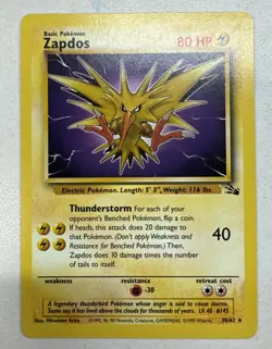 Zapdos 30/62 Fossil Unlimited Regular Rare NM Non-Holo WOTC - Image 1