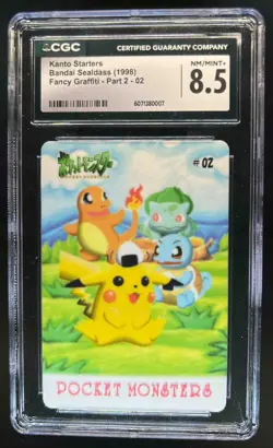 1998 Bandai Sealdass Pokemon Kanto Starters Fancy Graffiti Part 2 #02 CGC 8.5 - Image 1