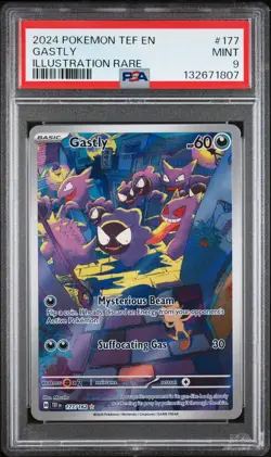 2024 POKEMON TEF EN-TEMPORAL FORCES ILLUSTRATION RARE #177 GASTLY PSA 9 - Image 1