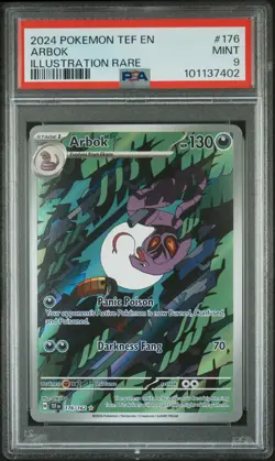 2024 POKEMON TEF EN-TEMPORAL FORCES ILLUSTRATION RARE #176 ARBOK PSA 9 - Image 1