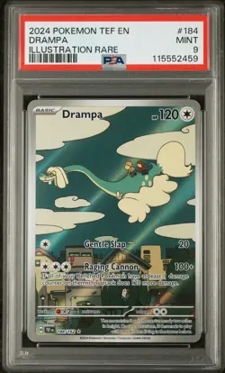 2024 POKEMON TEF EN-TEMPORAL FORCES ILLUSTRATION RARE #184 DRAMPA PSA 9 - Image 1