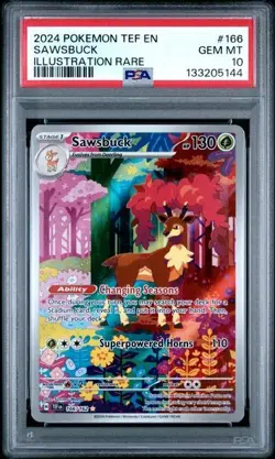 2024 POKEMON TEF EN-TEMPORAL FORCES #166 SAWSBUCK ILLUSTRATION RARE PSA 10 - Image 1
