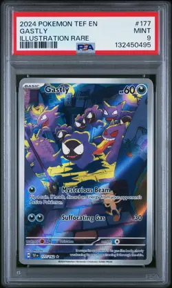 2024 POKEMON TEF EN-TEMPORAL FORCES ILLUSTRATION RARE #177 GASTLY PSA 9 - Image 1