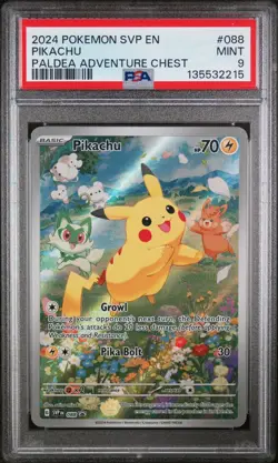 PSA 9 Pikachu Black Star Promo 88 Paldea Adventures Chest Pokemon Card NM/M TCG - Image 1