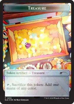 MTG English Treasure Token (1432) (Rainbow Foil) NM Foil Secret Lair - Image 1