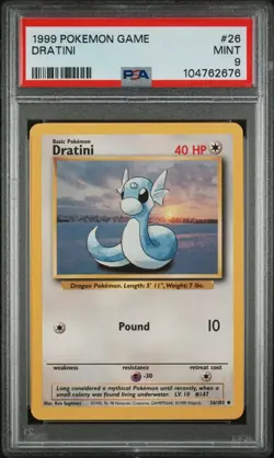 1999 Pokemon Game Dratini #26 PSA 9 - Image 1