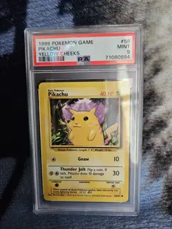 1999 Pokemon Game Base Set #58 Pikachu - Yellow Cheeks - PSA 9 MINT - Image 1