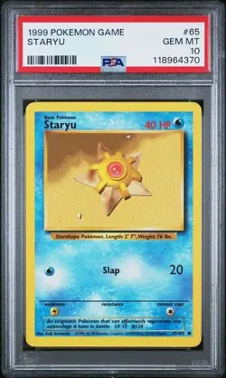 1999 POKEMON GAME BASE SET 65 STARYU PSA 10 GEM MINT - Image 1
