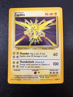 Pokemon WOTC 1999 Base Set Zapdos Rare Holo Vintage Pokemon Card NM - Image 1