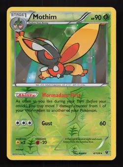 Mothim 4/124 XY Fates Collide Reverse Holo Pokemon Card - Image 1