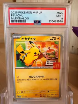 PSA 9 MINT McDonald's Pikachu Promo 020/M-P Japanese Pokemon Card "Burgerchu" - Image 1