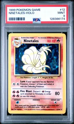1999 POKEMON BASE SET UNLIMITED #12 NINETALES-HOLO PSA 9 - Image 1