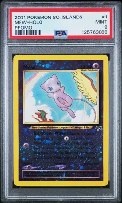 2001 Pokemon Southern Islands Mew Reverse Holo #1 PSA 9 MINT *Swirl* - Image 1