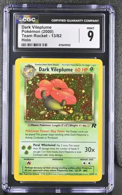 CGC 9 MINT Dark Vileplume 2000 Team Rocket 13/82 Holo SWIRL Pokemon Card - Image 1