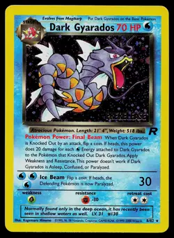 Pokemon Card Dark Gyarados 8/82 Team Rocket Prerelease Stamped Holo Rare LP - Image 1