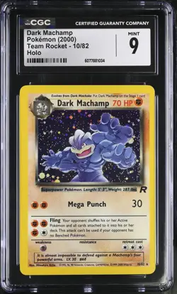 CGC 9 MINT Dark Machamp 2000 Team Rocket 10/82 Holo Pokemon Card - Image 1