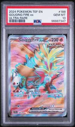 2024 POKEMON TEF EN-TEMPORAL FORCES ULTRA RARE #188 GOUGING FIRE EX PSA 10 - Image 1