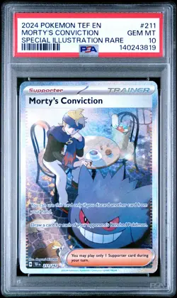 2024 POKEMON TEF EN-TEMPORAL FORCES #211 MORTY'S CONVICTION PSA 10 - Image 1