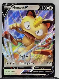 Meowth V - SWSH004 - Pokemon TCG Card - Full Art Holo - Black Star Promo - Image 1
