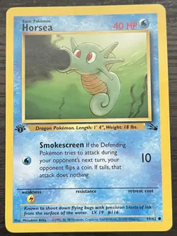 1st Edition Horsea 49/62 Pokemon TCG WOTC Base Set Fossil MINT - Image 1