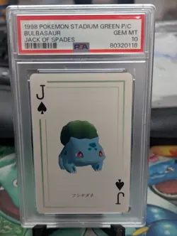 Pokemon Stadium Green Bulbasaur Jack of Spades Playing Card 1998 PSA 10 GEM - Image 1