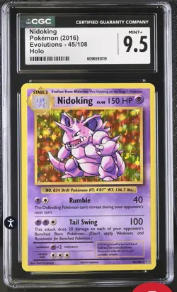 Pokemon Nidoking TCG Holo Rare Card 45/108 CGC 9.5 MINT+ - Image 1