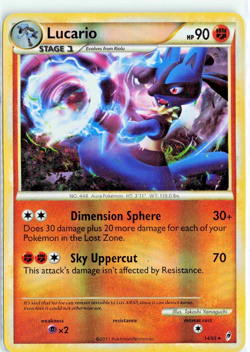 Lucario 14/95 Call of Legends Reverse Holo Rare Pokemon Card LP - Image 1