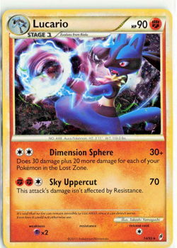 Lucario - 14/95 - Holo Rare Call of Legends Pokemon Card MP Small Indent - Image 1