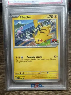 2024 POKEMON SVP EN-SV BLACK STAR PROMO WORLD CHAMPIONSHIPS #190 PIKACHU PSA 8 - Image 2