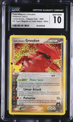 CGC 10 GEM MINT Team Magma's Groudon 9/95 Celebrations Classic Coll. Pokemon TCG - Image 1