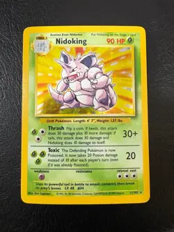Pokemon WOTC 1999 Base Set Nidoking Rare Holo Vintage Pokemon Card NM - Image 1