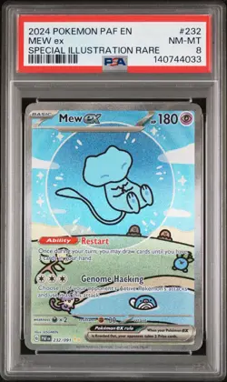 2024 POKEMON PAF EN-PALDEAN FATES SPECIAL ILLUSTRATION RARE #232 MEW EX PSA 8 - Image 1