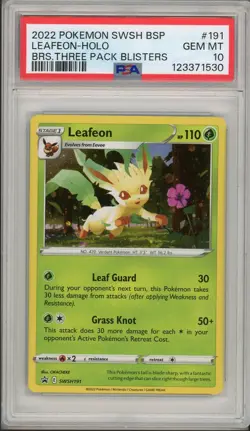 2022 Pokemon SWSH Black Star Promo Leafeon Holo Three Pack Blisters #191 PSA 10 - Image 1