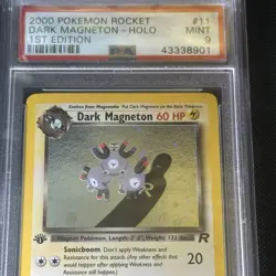 2000 Pokemon Team Rocket 1ST EDITION DARK MAGNETON 11/82 Holo Rare - PSA 9 MINT - Image 3