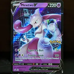Mewtwo V SWSH223 NM Black Star Promo Holo Pokemon Go Foil Card 223 stamped stars - Image 1