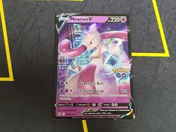 Pokemon Mewtwo V SWSH223 Black Star Promo NM (1) (Stamped Pokemon GO) - Image 1