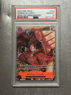 One Piece OP05 Monkey D. Luffy 1st Anniversary ST01-012 PSA 10 Gem Mint English - Image 1