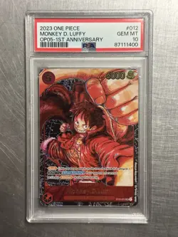One Piece OP05 Monkey D. Luffy 1st Anniversary ST01-012 PSA 10 Gem Mint English - Image 1