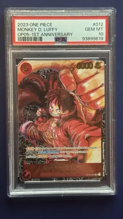 One Piece OP05 Monkey D. Luffy 1st Anniversary ST01-012 PSA 10 Gem Mint English - Image 1