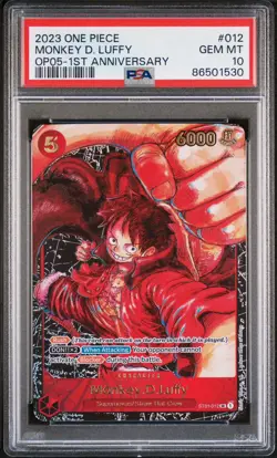 One Piece OP05 Monkey D. Luffy 1st Anniversary ST01-012 PSA 10 Gem Mint English - Image 1
