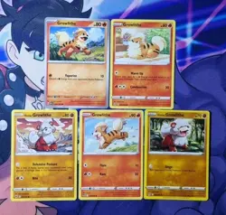 Pokemon Card Growlithe Bundle non holo astral silver tempest fusion lost 151 - Image 1