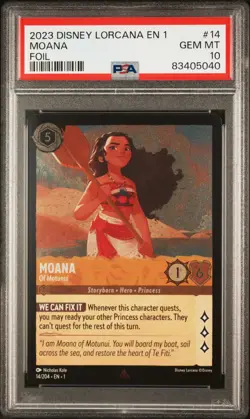 2023 Disney Lorcana En 1-The First Chapter #14 Moana Foil PSA 10 - Image 1