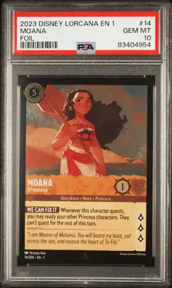 2023 Disney Lorcana En 1-The First Chapter #14 Moana Foil PSA 10 - Image 1