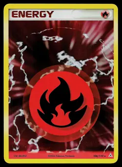 Pokemon Card - Fire Energy Holon Phantoms 106/110 Reverse Holo - Image 1