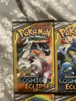 Pokemon Sun & Moon Cosmic Eclipse (4) 3-Card Booster Packs Art Set 2019 Sealed - Image 4