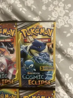 Pokemon Sun & Moon Cosmic Eclipse (4) 3-Card Booster Packs Art Set 2019 Sealed - Image 5
