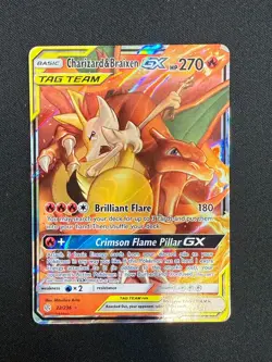 Charizard & Braixen GX 22/236 Cosmic Eclipse Tag Team Ultra Rare Pokemon Card - Image 1