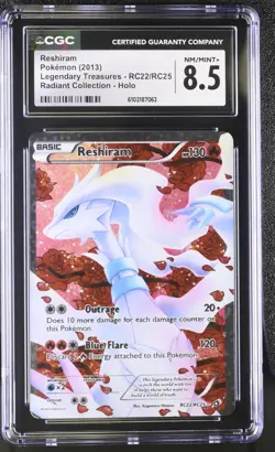 2013 POKEMON LEGENDARY TREASURES RESHIRAM RC22/RC25 RADIANT COLLECTION CGC 8.5 - Image 1